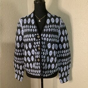 NWT NIC + ZOE Quilted Cardigan in navy/light blue